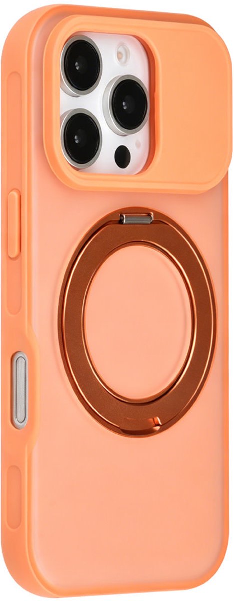 TUNIQ Backcover hoesje voor Apple iPhone 16 Pro - 360 rotation stand MagSafe - Oranje