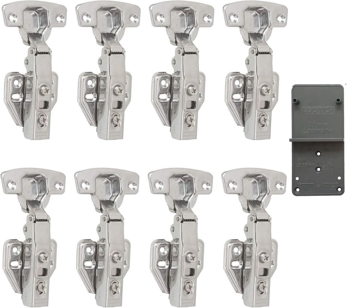 35mm Soft Close Scharnieren met Hydraulische Demper voor Keuken- en Kastdeuren - Set van 8 Stuks met Automatische Sluiting
