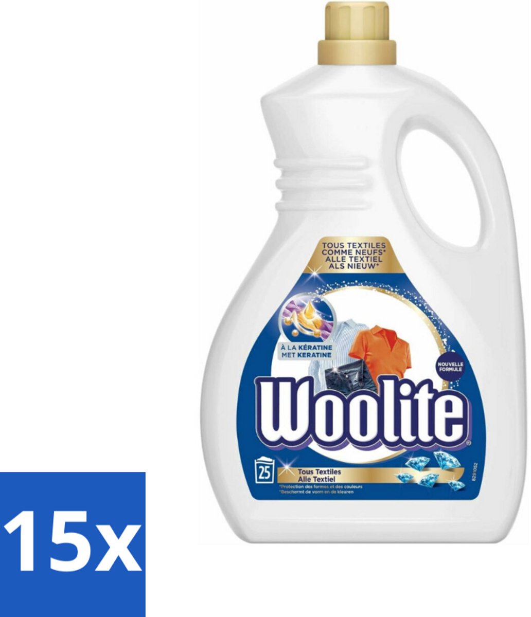 Woolite - Wasmiddel - Vloeibaar Wasmiddel - Alle textiel - 25wb/1,5L - Bulkverpakking - 15 stuks