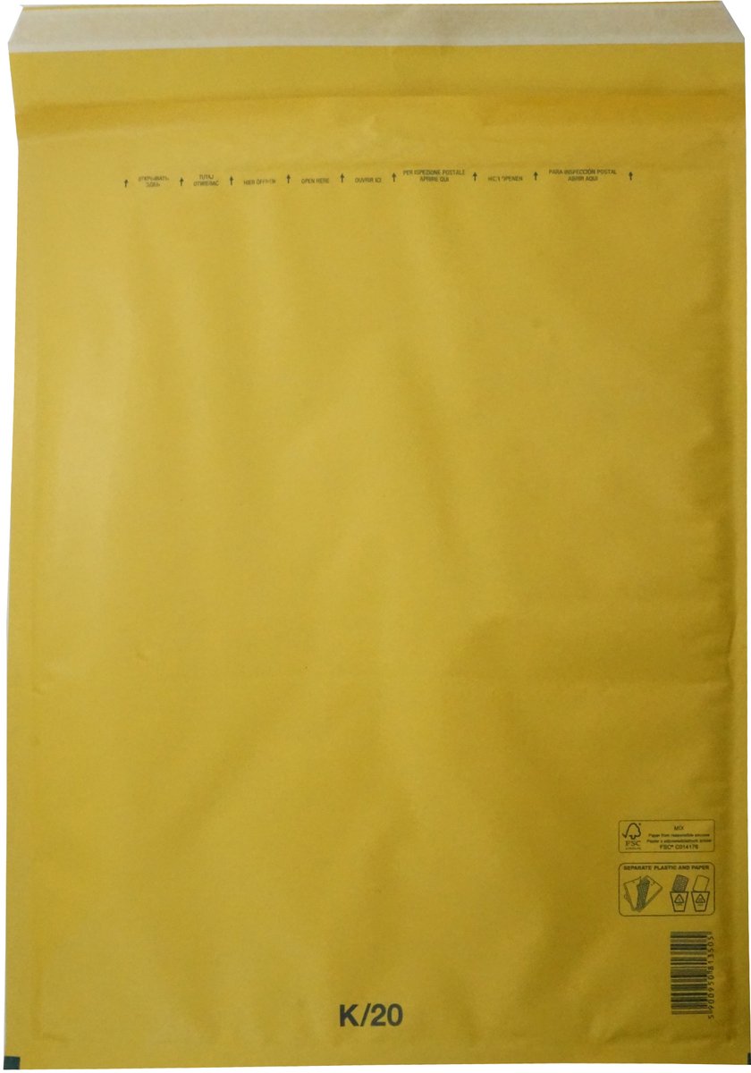 Luchtkussen enveloppen A3 - 20/K - 480 x 370 mm - 10 stuks - HK zelfklevend met plakstrip - Bruin - Netuno