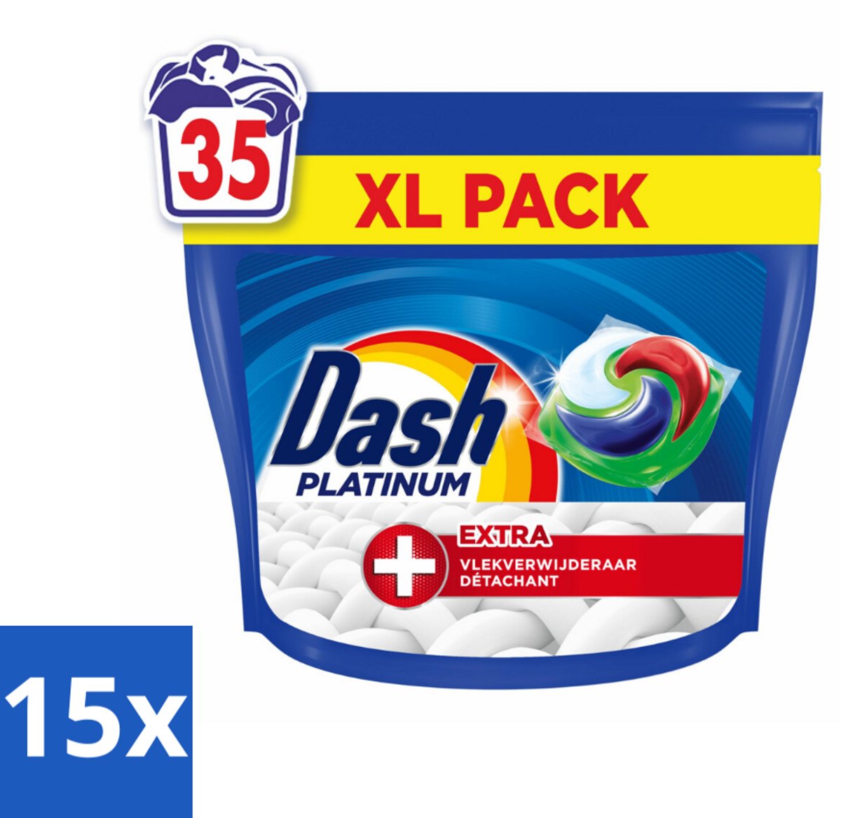 Dash – Wasmiddelcapsules – 4in1 Pods + Extra Vlekkenverwijderaar – 35 capsules - Bulkverpakking - 15 stuks