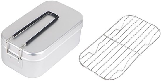 Lichtgewicht aluminium kookset Geschikt voor op de camping - Draagbare lunchbox Geschikt voor inklapbaar handvat, perfect Geschikt voor wandelen, backpacken en koken in de buitenlucht, zilverkleurig. — afbeelding 2