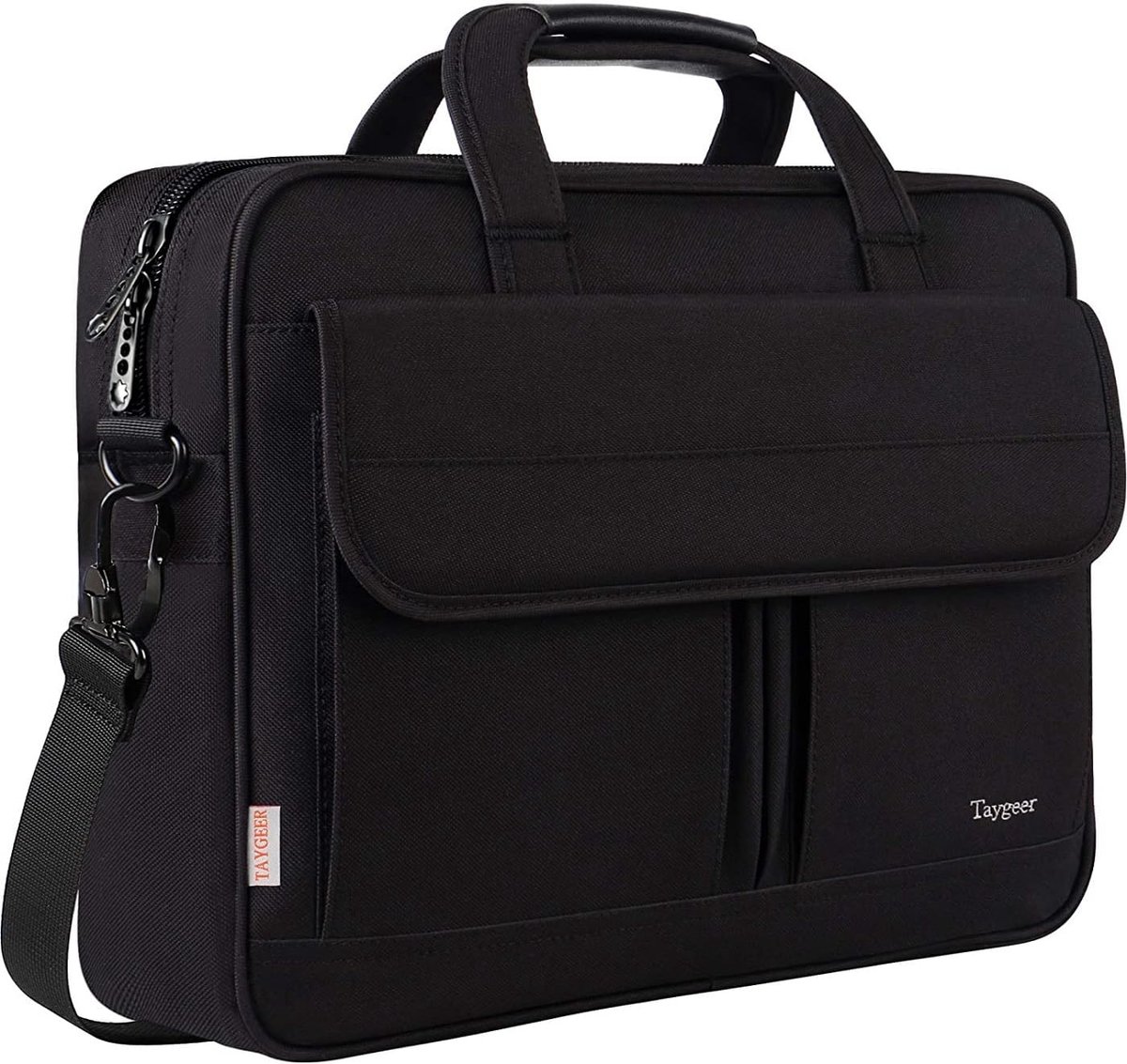 Famanu – Grote laptoptas, waterdichte schoudertas voor notebooks, zakelijke laptoptas voor heren, ideaal voor reizen, werk en school, zwart