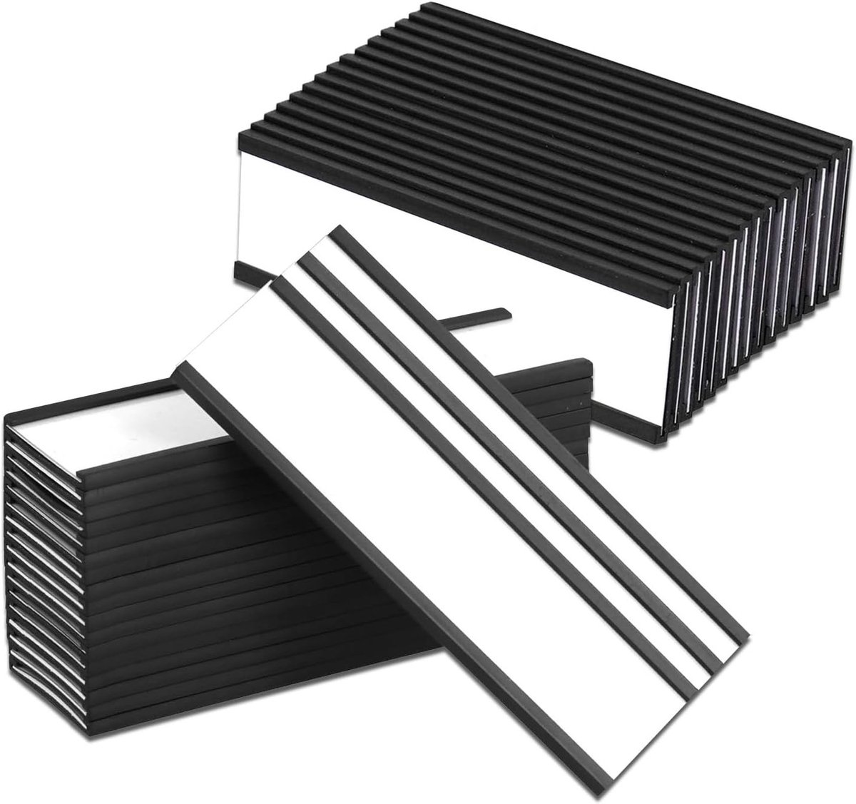Whiteboardfolie - Zwart - 40 Stuks 30 x 100 mm - Magnetische Etikettenhouder met Transparante Folie - Voor Metalen Oppervlakken
