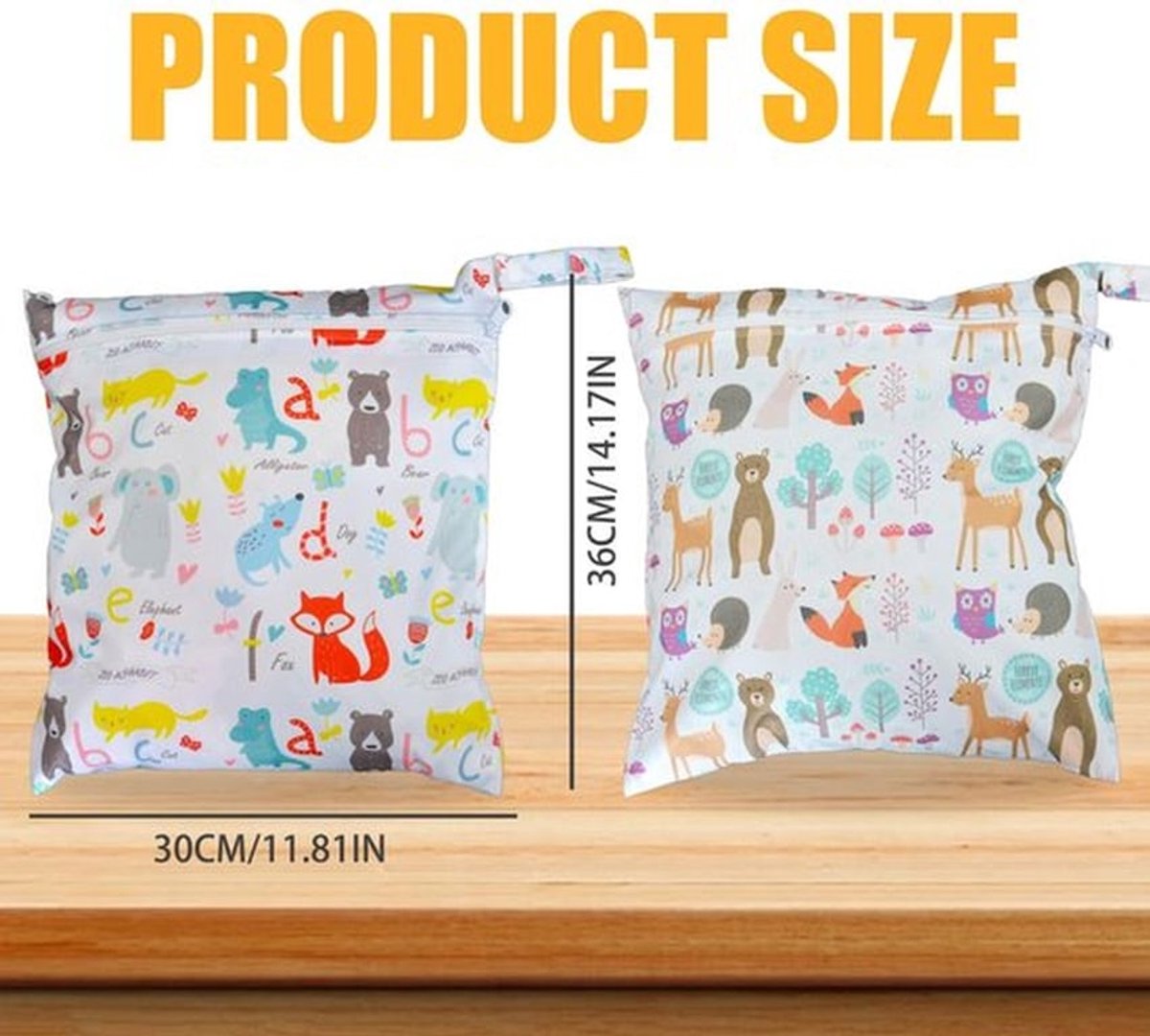 Luiertas Waterdicht - Wasbare Luiertas - Natte/Droge Zak - 2 Stuks - Organizer - 28 x 30 cm - Duurzaam Materiaal - Waszak
