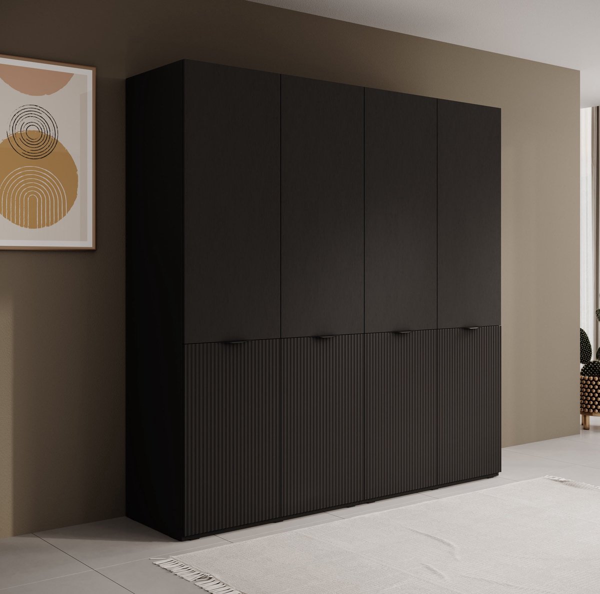 Meubella - Kledingkast Shelton - Zwart 2 - 202 cm
