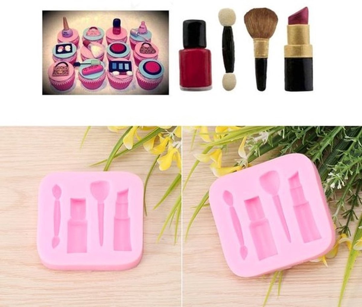 Make-up Mallen - Siliconen Fondant Mal - Flexibel - Antiaanbaklaag - Vaatwasmachinebestendig - Food Grade Siliconen - Cakevorm