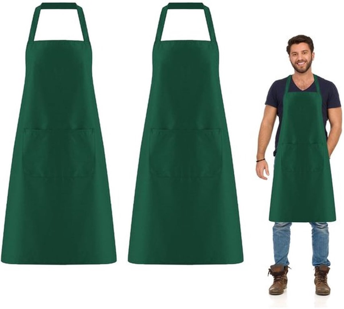 Kookschort 2 stuks - Oversized - Polyester Keperstof - 2 Zakken - Lichtgewicht - Duurzaam - Maat 60 x 70 cm - Keukenschort
