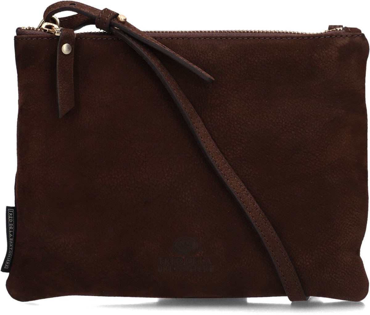 Fred De La Bretoniere - BREGJE Crossbody Nubuk Leather Dark Brown - Maat One Size