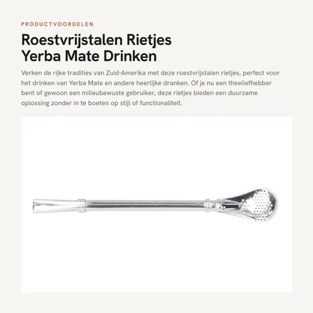 Rietjes Roestvrij Staal - Rietjes Bombilla - Rietjes voor Yerba Mate - Rietjes Herbruikbaar - Rietjes voor Thee - 15,7 cm Lang