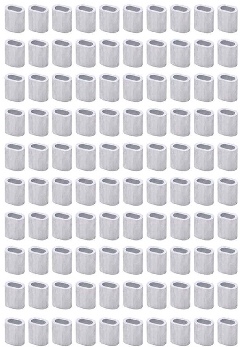 Krimphulzen 100 Stuks - Aluminium Ferrule - Draadkabel Bevestiging - Touwklemmen - Kabelbevestiging - Geschikt voor Technische Projecten - Draadkabelhulzen
