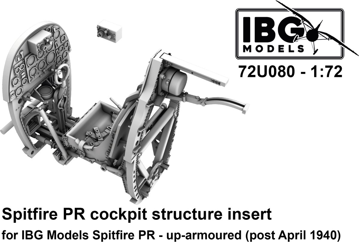 IBG Models Modelbouwpakket - 72U080 3D-geprinte Cockpitstructuur voor Supermarine Spitfire PR Resin onderdeel - 1:72 - Modelbouw