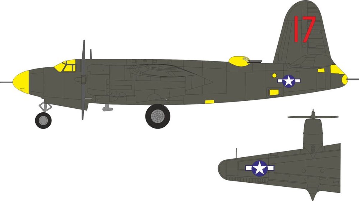 Eduard Modelbouwpakket - EX1189 US National Insignia Maskering Set - Tail Marking voor Martin B-26C-45 Marauder - Accessoires set - 1:48 - Modelbouw