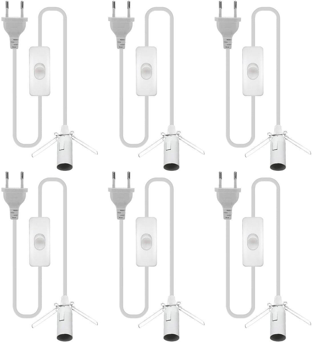 Image of Zoutlamp - Wit - 1,8 meter - Kabel met E14 Lamphouder en Schakelaar - Voor Thuis en Kantoor