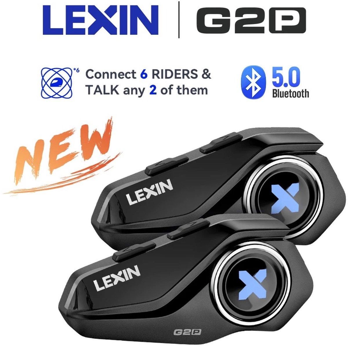 Motor Intercom Bluetooth – Helm Headset voor 6 Rijders – Handsfree Motor Communicatiesysteem – Met FM-Radio – Bluetooth Headset voor Motorhelm
