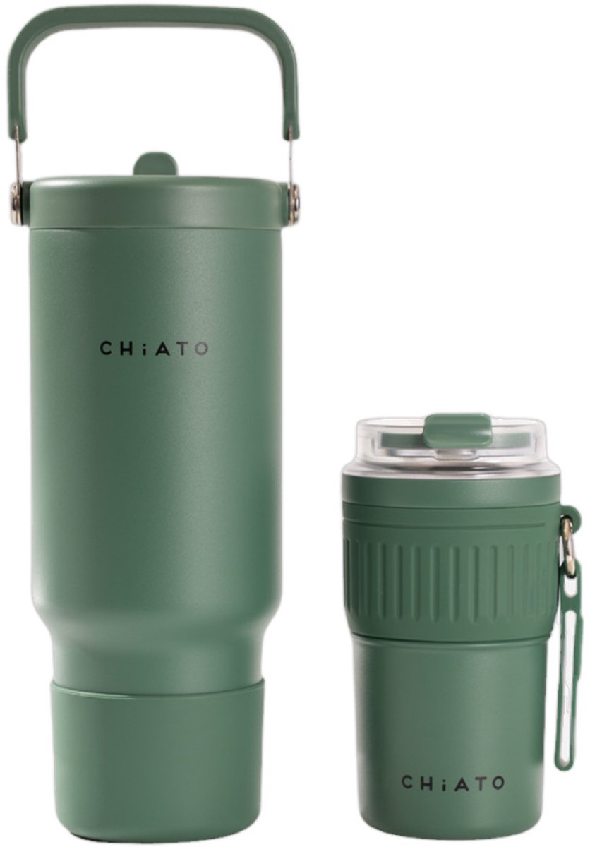 CHiATO Home hot & fresh SIP Sage Green geïsoleerde reisbeker en tumbler set – Groen