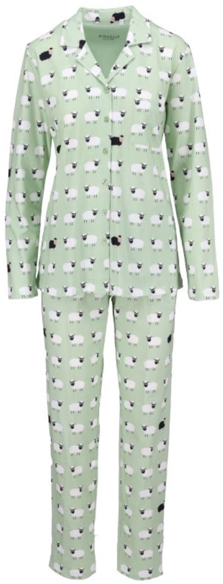 Ringella Katoenen dames pyjama jade crème Ringella - Groen - Maat - 50