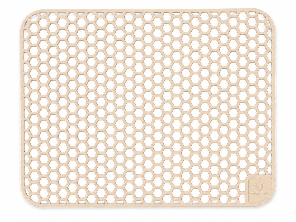 Waterval Gootsteenmat - Siliconen - Zandbeige - 36 x 46 cm - Rechthoekig