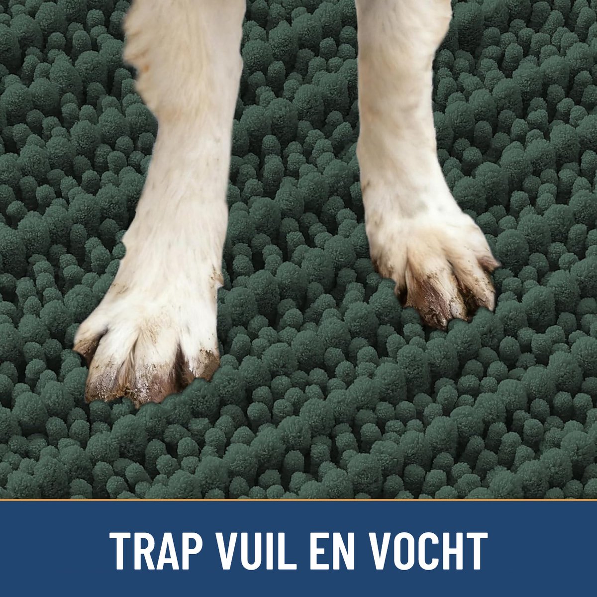 Olanly Badmat Antislip – Chenille Douchemat – Badmat Badkamer – Dik, zacht en absorberend – Inktgroen – 61X112cm