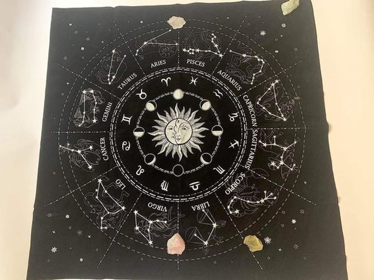 Tafelkleed 49x49 cm - Fluwelen Doek - Sterrenbeelden Patroon - Rollenspel - Beschermt Spellen - Licht en Opvouwbaar - Spelmat