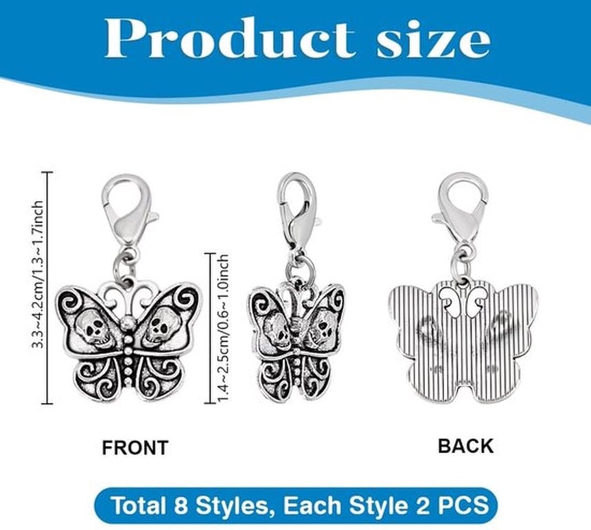 Charm Hangers 16 Stuks - Gotische Bedels - Antiek Zilver/Platina - Sieraden Maken - Kreeftsluiting - Diverse Stijlen