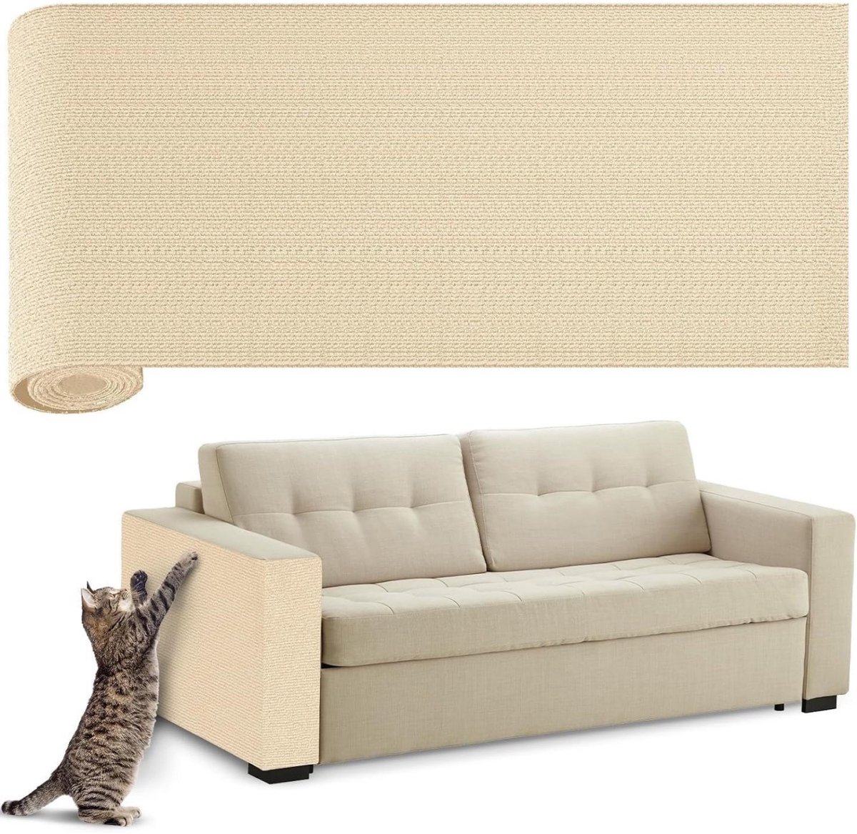SSTRWGOOD Krabkussens voor katten - Zelfklevend krabbeschermingsmatje 40x200cm - Uitsnijdbaar en stevig hechtend op meubels - Geschikt voor sofa en wand - Polyester 4mm dikte
