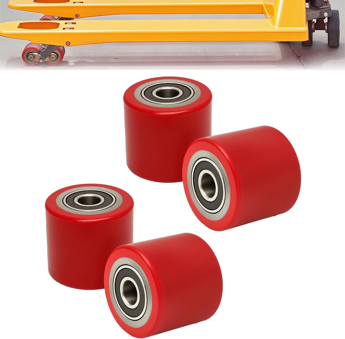 Roulettewiel - Rood - 80 x 70 mm - PU Met Kogellagers - Reservewiel Voor Hefwagen