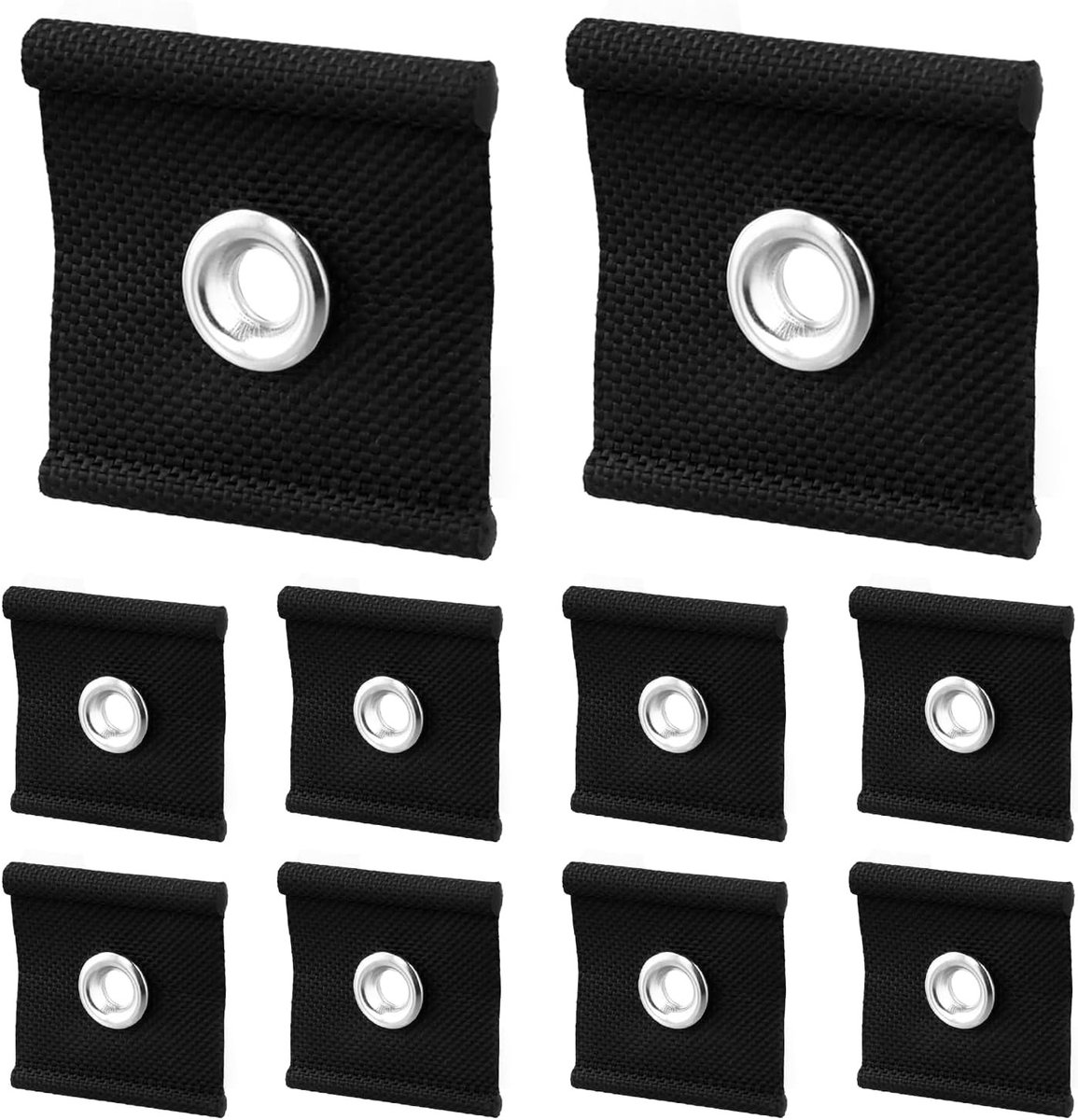 Pack van 10 piping eyelets voor buizenrail 0.85mm - 0.86mm, accessoires voor campingbuizen - 50x50mm, duurzame bevestigingsmaterialen, eenvoudig te installeren, veelzijdig gebruik