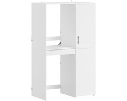 SoBuy wasmachine kast voor wasmachine en droger - wasmachinekast ombouw met klapbare werkblad - wasmachine kast met verhoger - wit MDF 2 deuren 1 schap | BZR231-W
