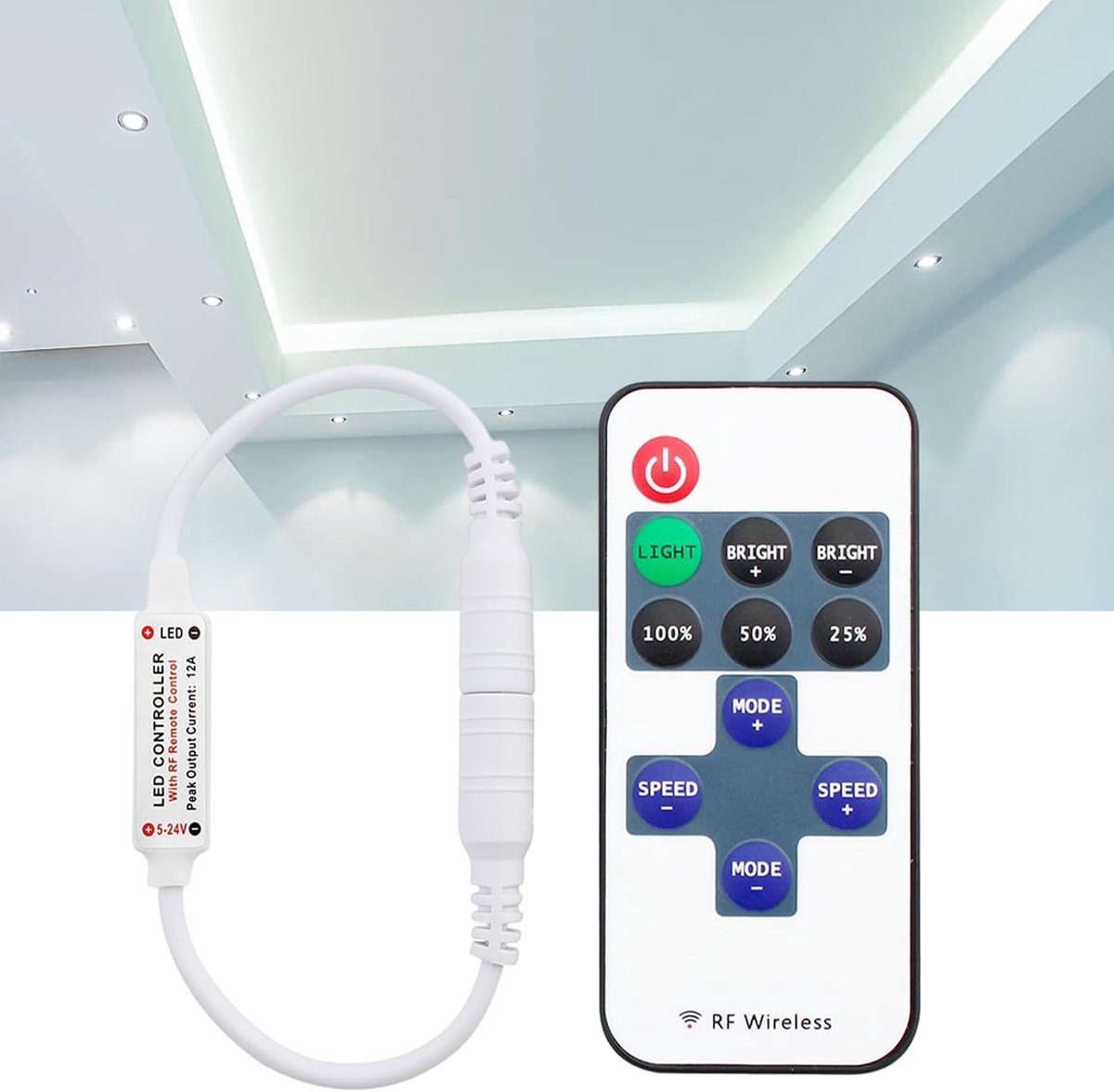 LED Afstandsbediening - Zwart - Draadloze Dimmer voor LED Verlichting - 12V