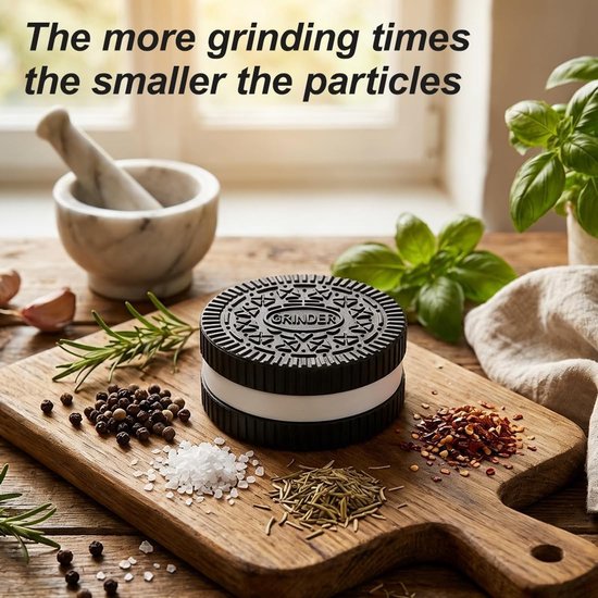 Grinder Set van 4 - Zwart - 5,5 x 2,5 cm - Zinklegering met Pollenschraper - Voor Specerijen en Kruiden — afbeelding 4