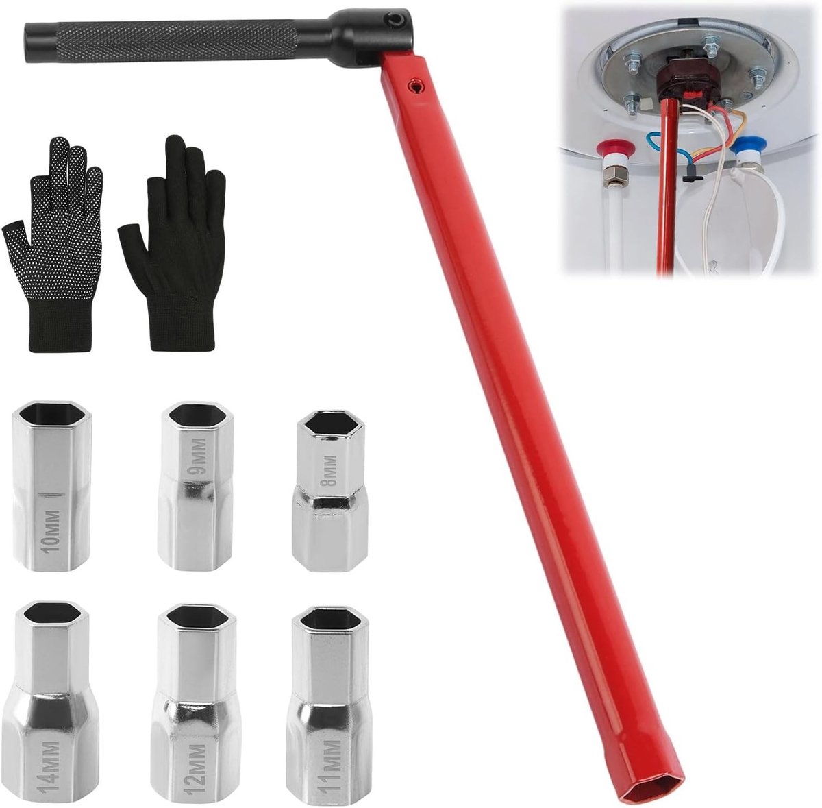 Staande Kraanmoersleutel - Staal - 8-14 mm - Antislip en Ergonomisch Ontwerp - Voor Sanitair en Doe-Het-Zelf