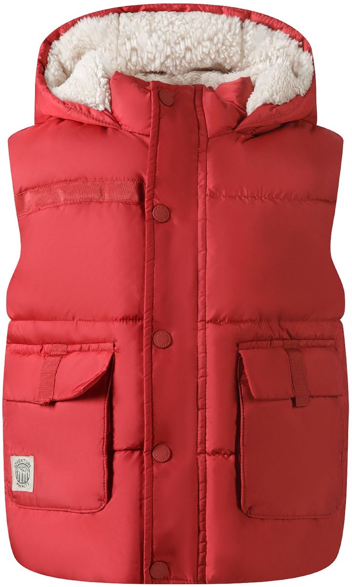 Minoti gewatteerde bodywarmer jongens met capuchon gevoerd Rood