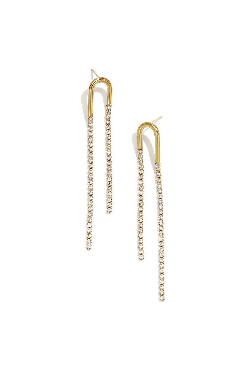 Lumina - Oorbellen - Strass Ketting - Stainless Steel - - Goud