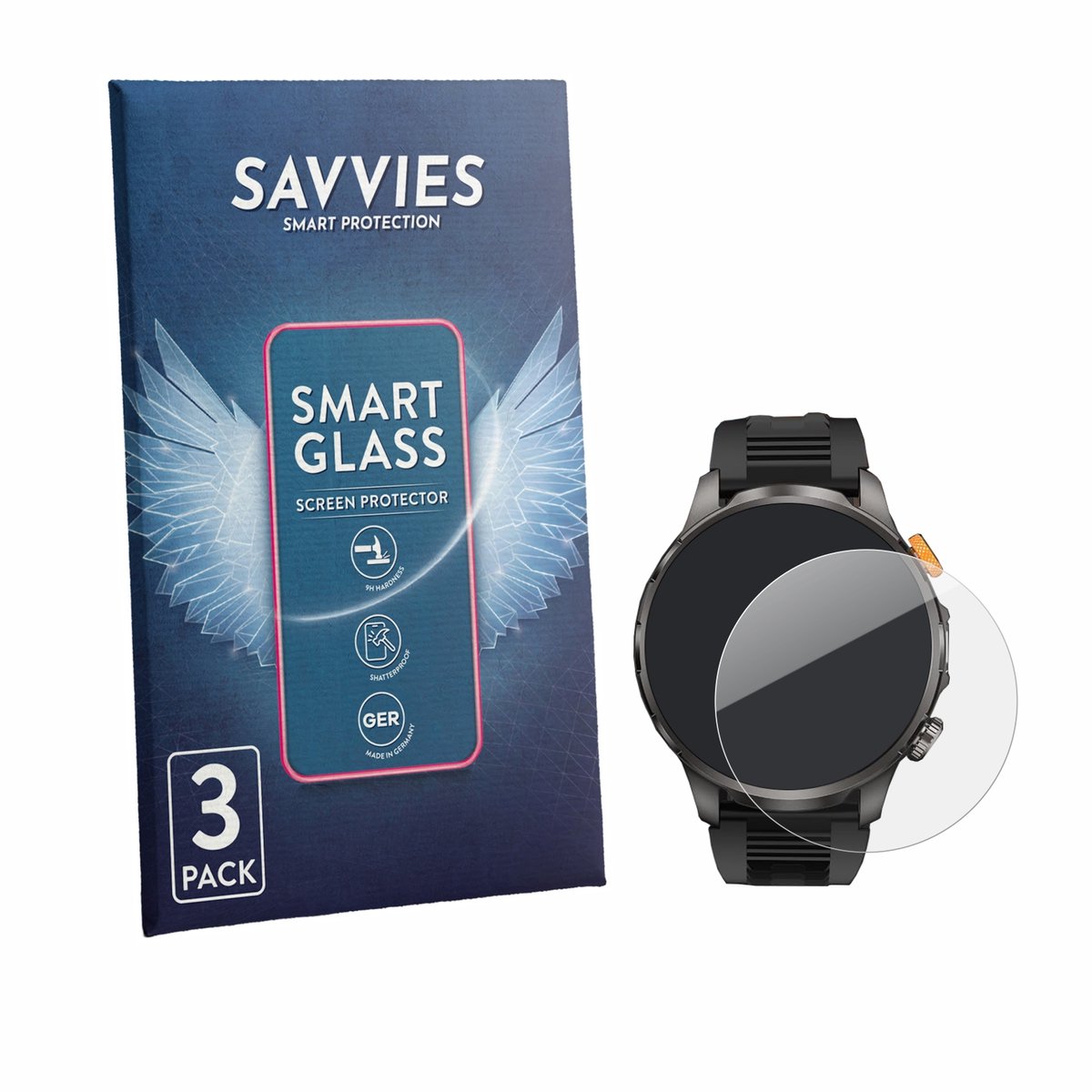 3 Stuks Savvies Screenprotector - geschikt voor Banlvs AK90 1.91" - beschermfolie glas transparant