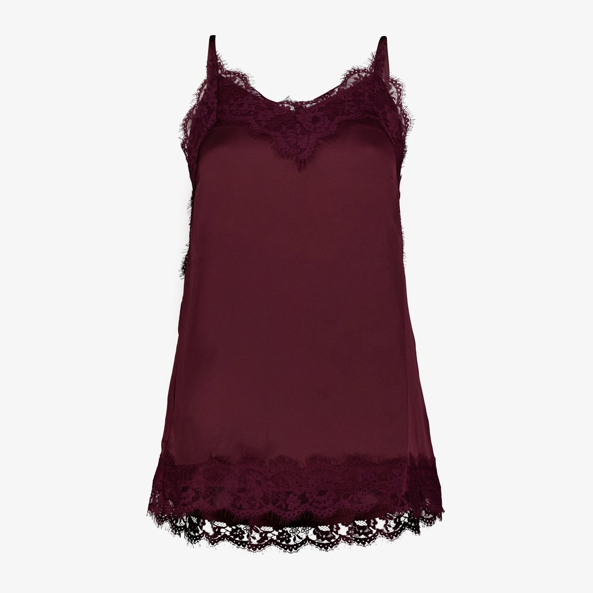 TwoDay dames singlet met kant bordeaux rood - Maat XXL