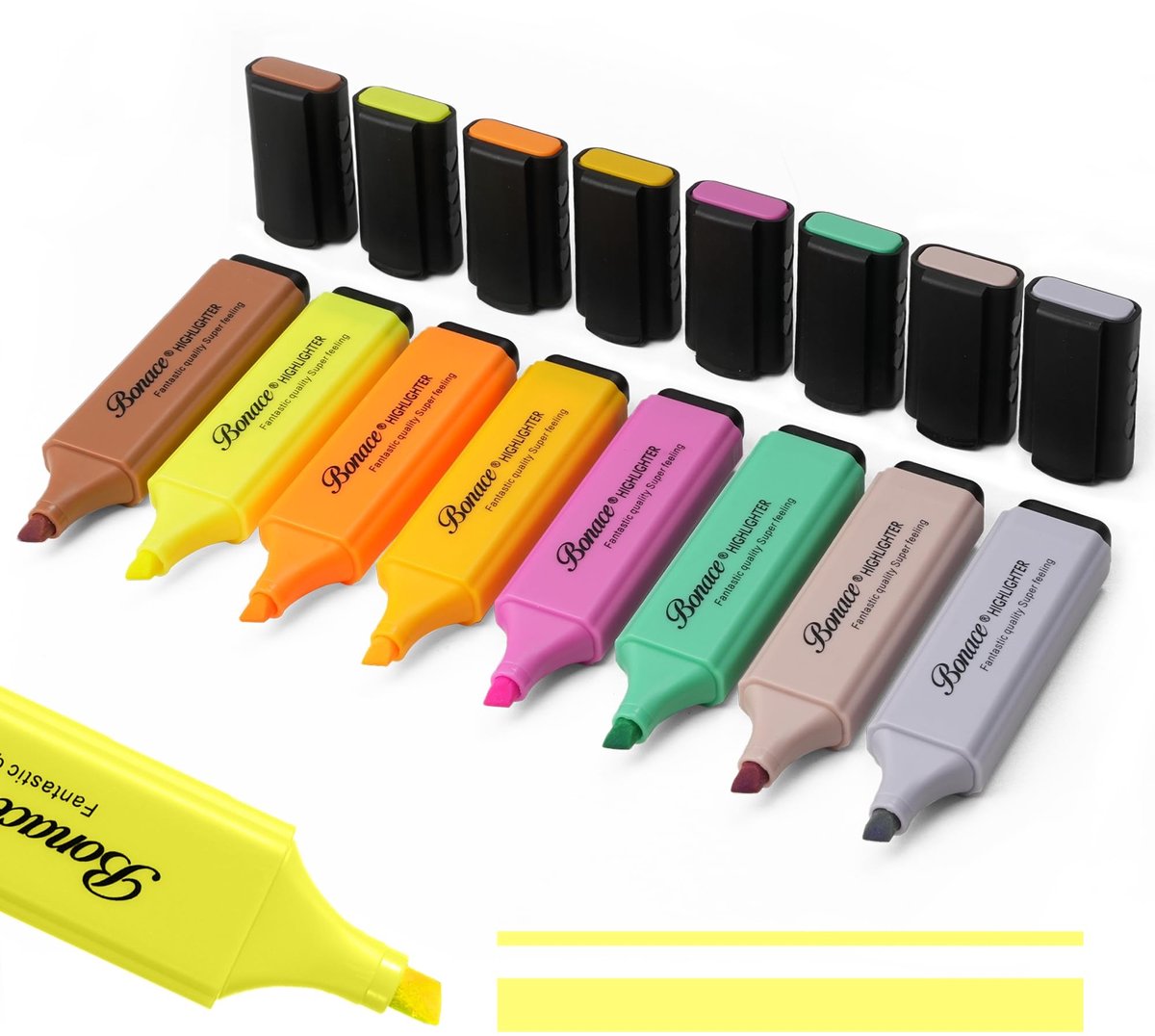 Solidchoice - Morandi Highlighters Set van 8, Assortiment Kleuren met Beitelpunt