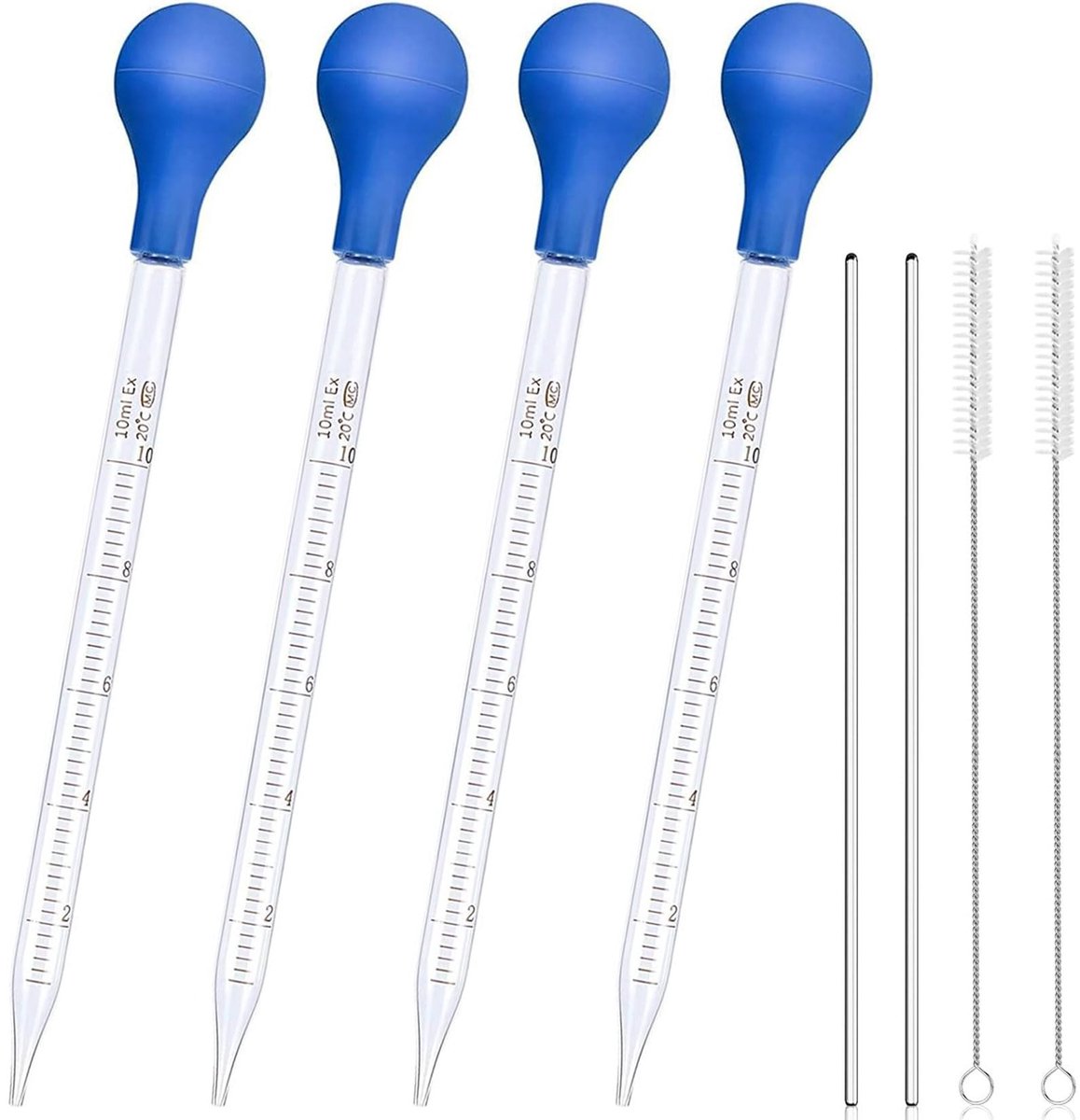 Solidchoice - Set van 4 Glazen Pipetten met Roerstaafjes