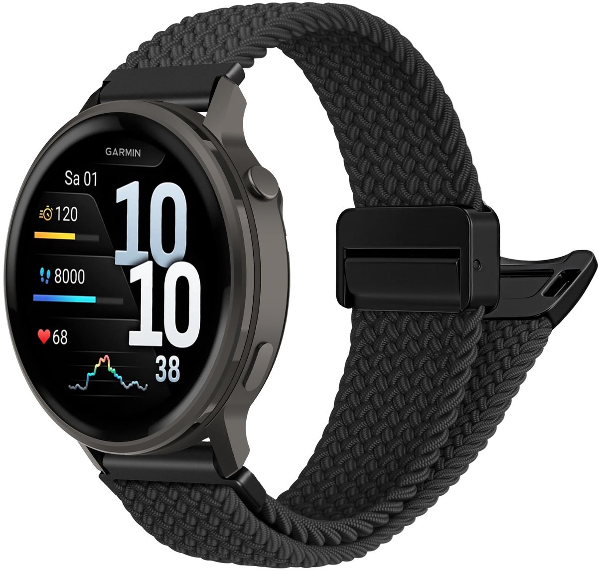 Solidchoice - Vlechtarmband voor Garmin Smartwatch met Magnetische Sluiting