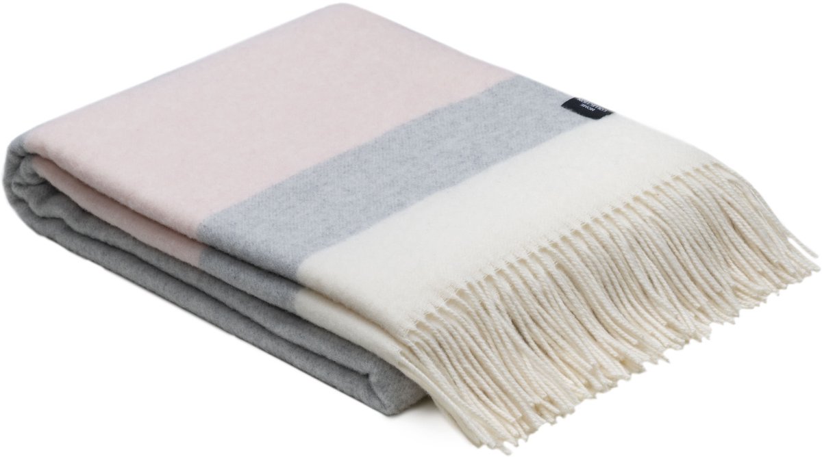 WOOOL Plaid - CASHMERE Stripe (Roze) - 140x200cm - Kasjmier Wol