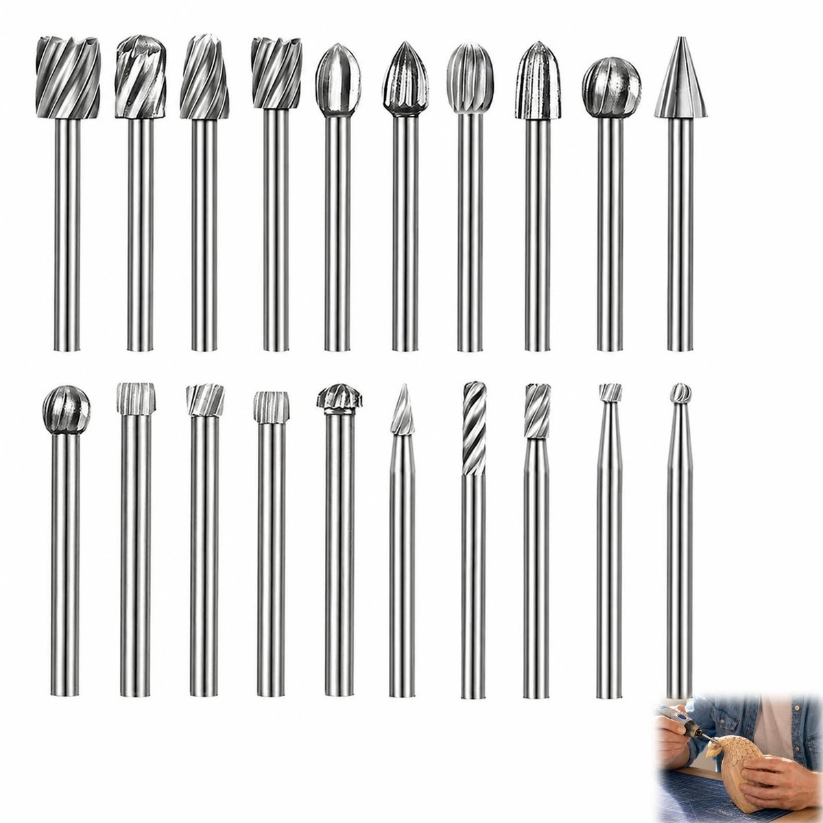 Solidchoice - Set van 20 HSS Draaifrezen 3 mm
