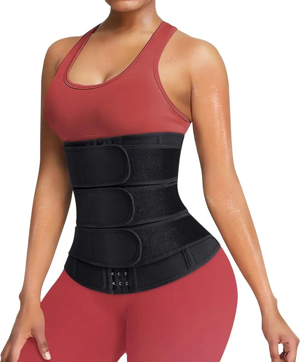 Dames tailletrainer, buikband, sportriem, zwart, maat S