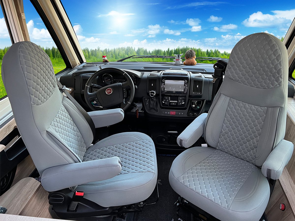 Premium Camper stoelhoezen voor Aguti GIS-Liner und Milan in Grijs (2 losse stoelen)