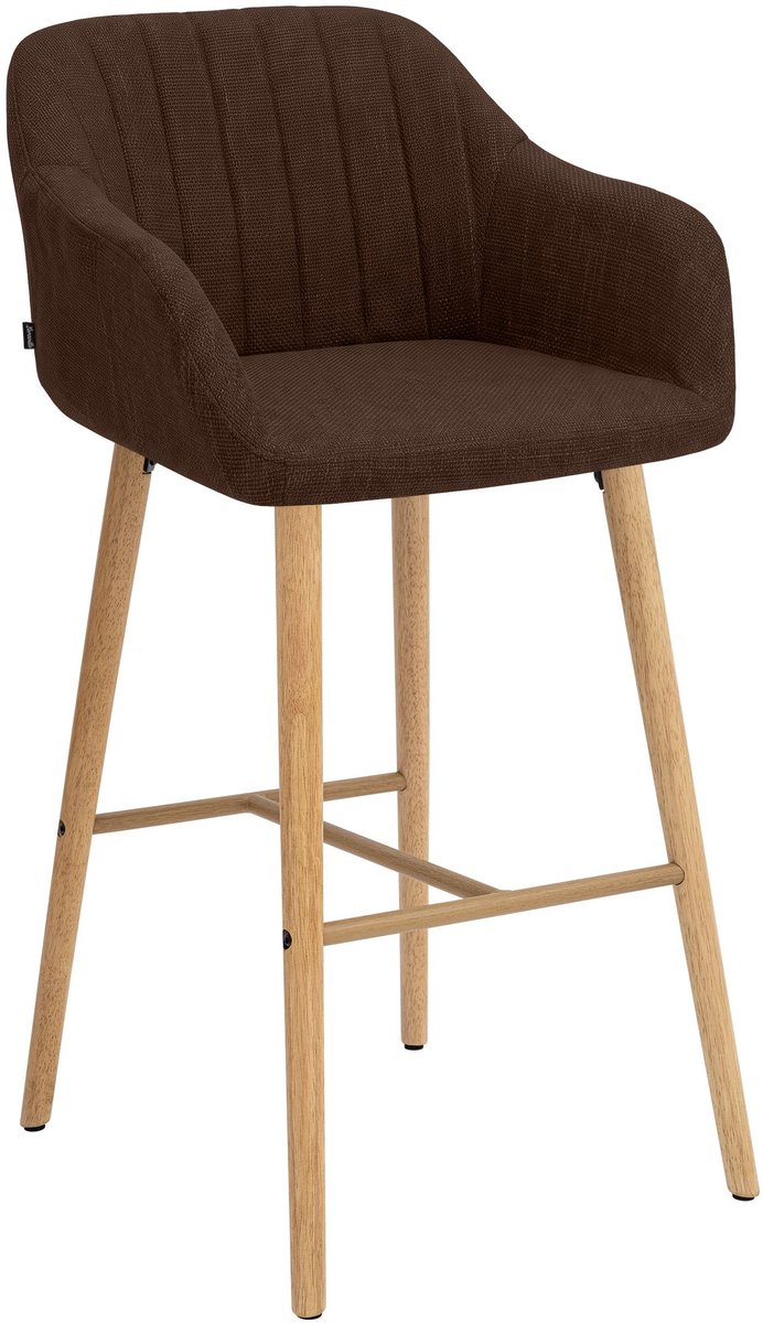 CLP Barkruk Ando - Met Armleuning - Hout - 75 cm - Stof - bruin/natura