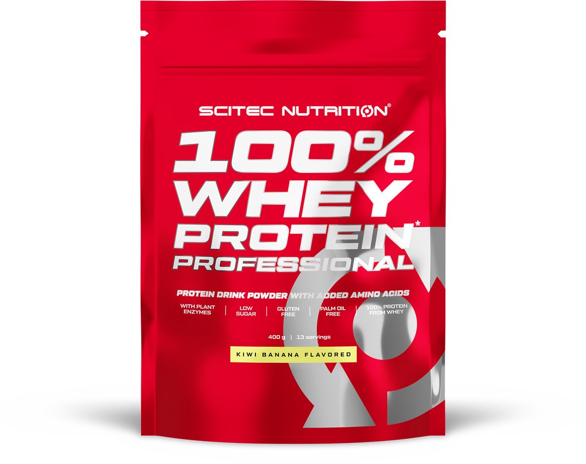 Scitec Nutrition 100% Whey Protein Professional - Wei-eiwitcomplex | Uit concentraat en isolaat - met spijsverteringsenzymen - proteïne voor spieropbouw - 400g, Kiwi-banaan