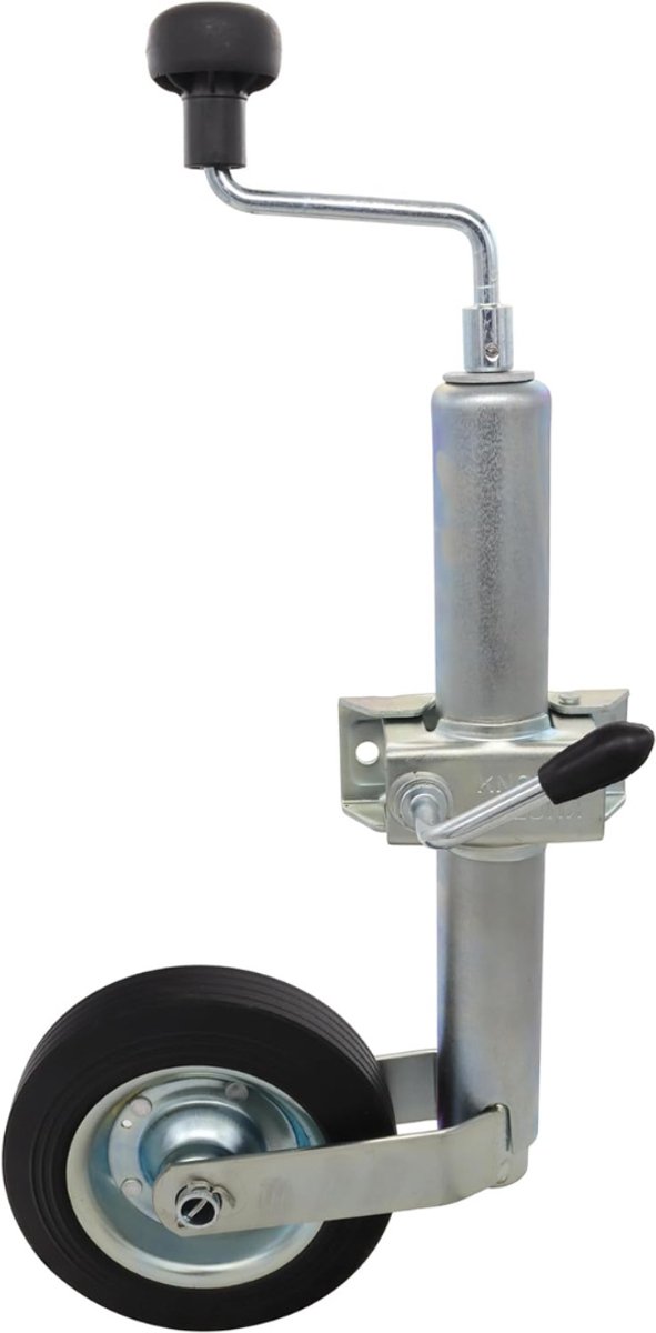 QUOVO® Inklapbaar Neuswiel voor Caravan, Vouwwagen en Aanhangwagen - Steunwiel - Rubberband - Max. 150 kg