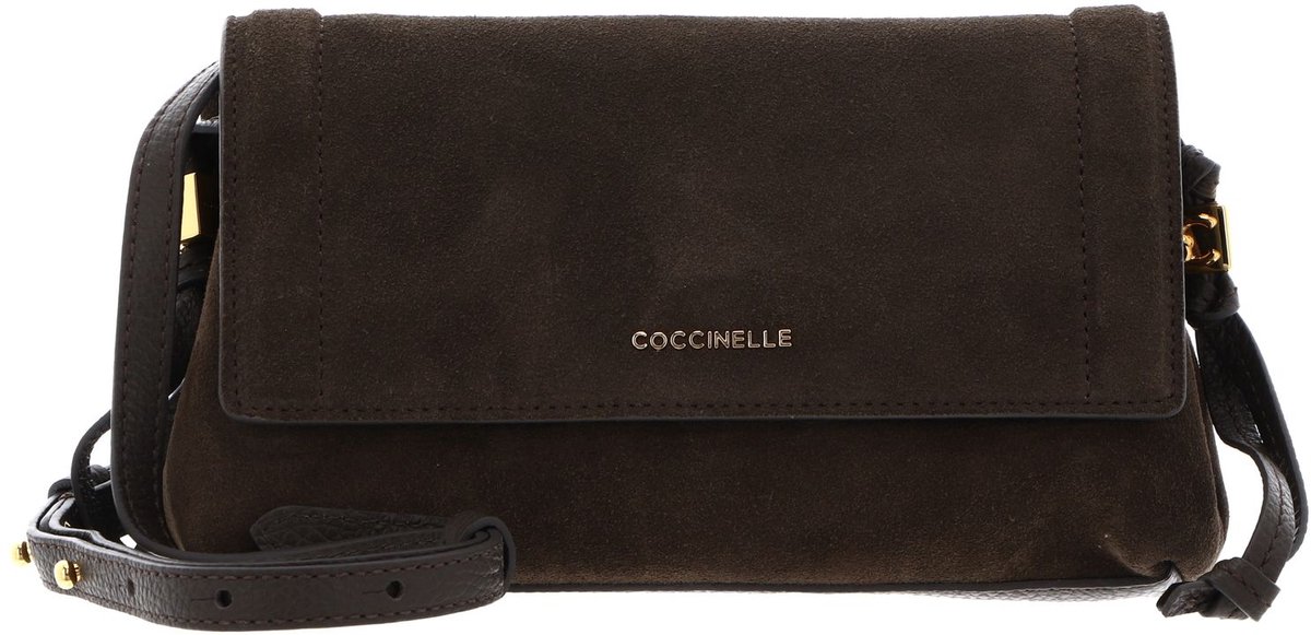 COCCINELLE Leren schoudertas Thess Mini Bag Suede Leather / Grained Leather Fango / Fango donkergroen