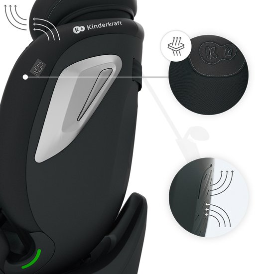 Kinderkraft I-GROW 2 PLUS Autostoel - 40-150 cm i-Size - Met Isofix - Groep 0/1/2/3 - Tot 12 Jaar - Zwart van Kinderkraft — afbeelding 3
