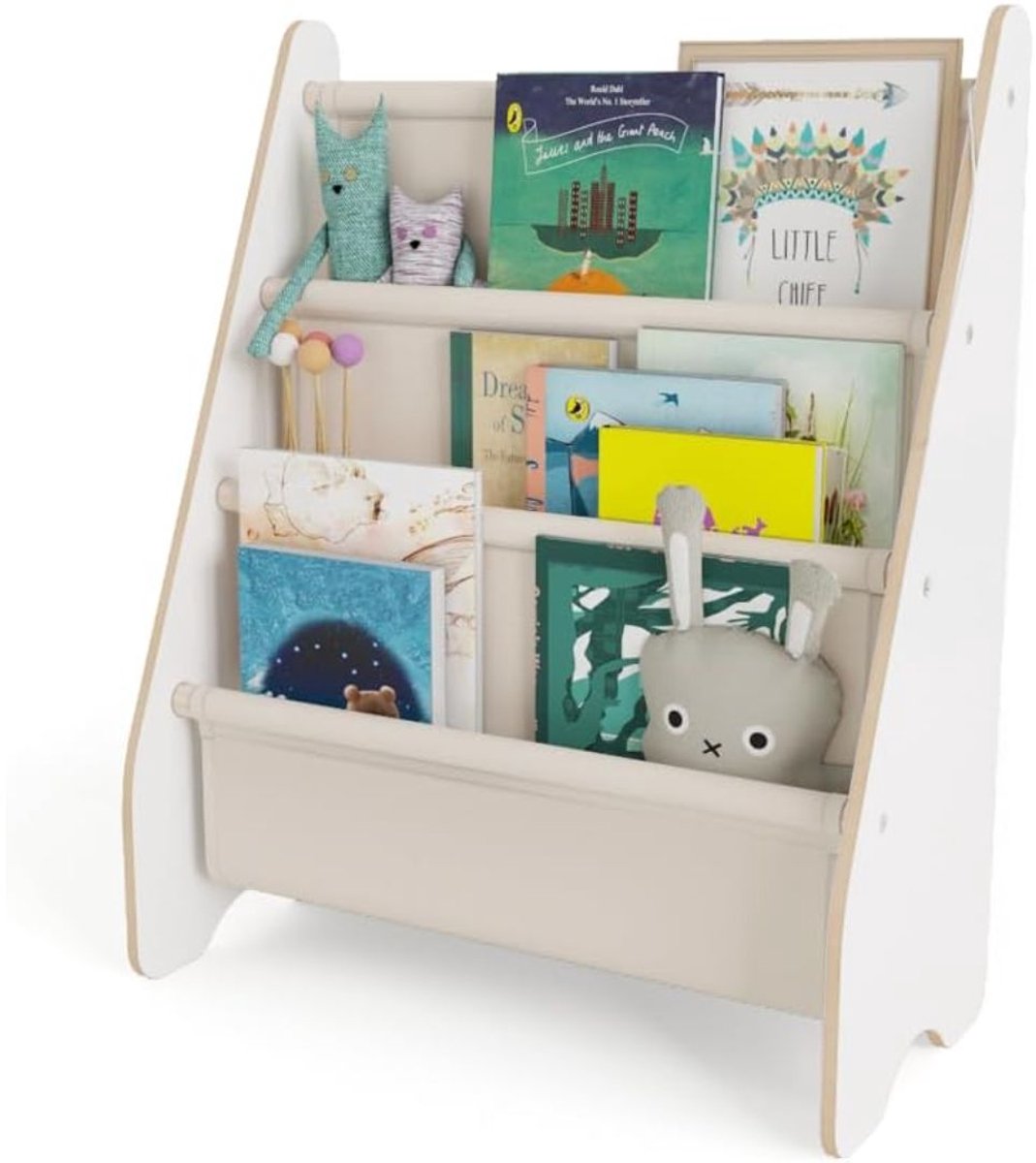 JCP® Boekenrek Kind - Boekenkast Kind - Kinderboekenkast - Wit/Beige - 25cm x 52cm x 64cm