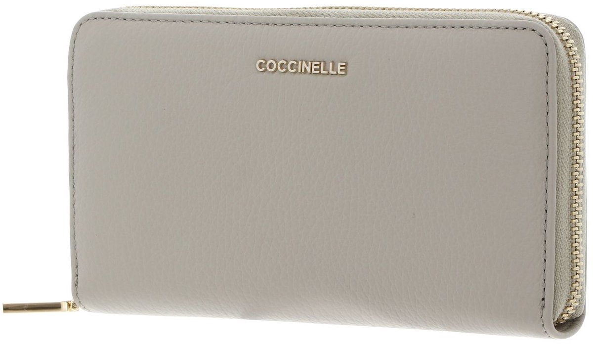 COCCINELLE Leren portemonnee Metallic Soft Wallet Grained Leather Eucalipto groengrijs